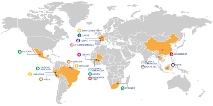 Carte des sourcings responsables Expanscience